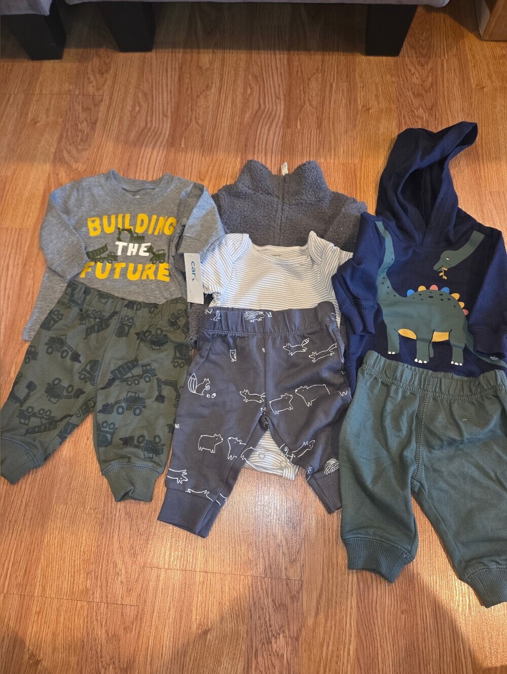 7pc Bundle Carter's Boy 3 Months New Dinosaur, Construction, Animals Neutral